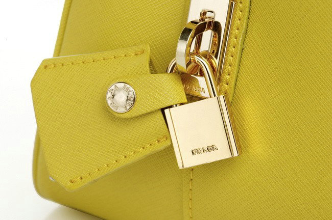 2014 Prada saffiano calfskin tote BN2244 lemonyellow